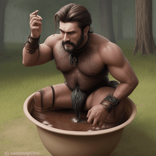 AI generated: men dung with realistic 

