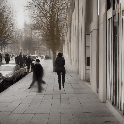 AI generated: Hyper realistic eye level exterior photo of a Commute to work people, realisic, mystery, walking peo...