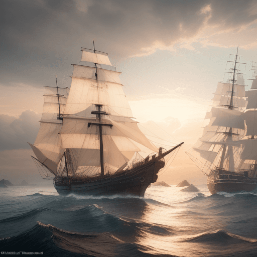 AI generated: Photo of a ultra realistic sailing ship, dramatic light, pale sunrise, cinematic lighting, battered,...