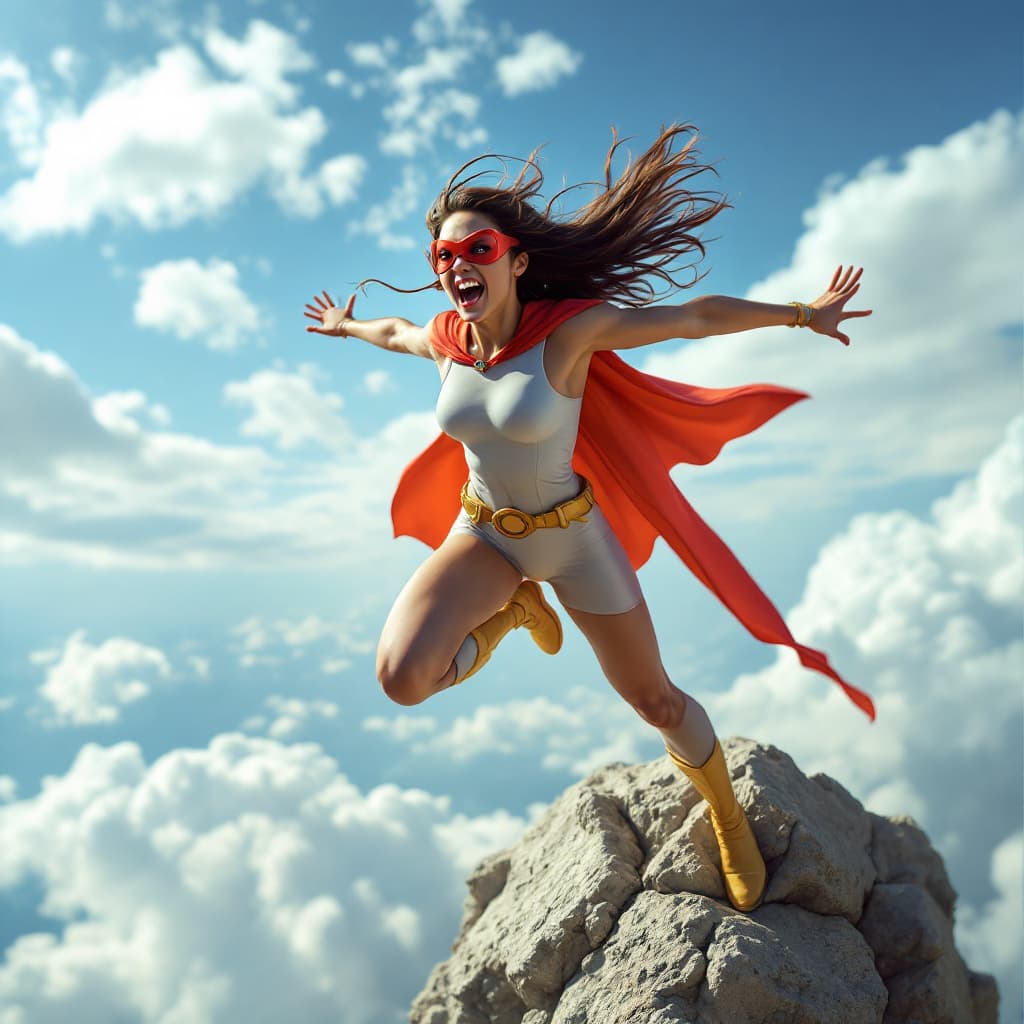 AI generated: una monja superheroina que vuela y tiene poderes