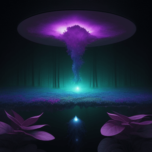 AI generated: A mysterious world floating in the universe, mysterious, saturated colors. Mysterious plants. The wo...