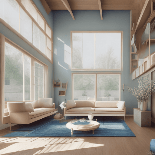 AI generated: High resolution photography interior design, dreamy sunken living room conversation pit, wooden floo...