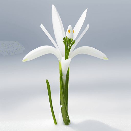 AI generated: landscape: "Snowdrop".  "Delicate snowdrop broke through the snow. This spring kiss."