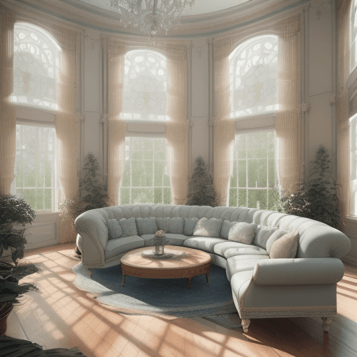 AI generated: High resolution photography interior design, dreamy sunken living room conversation pit, wooden floo...