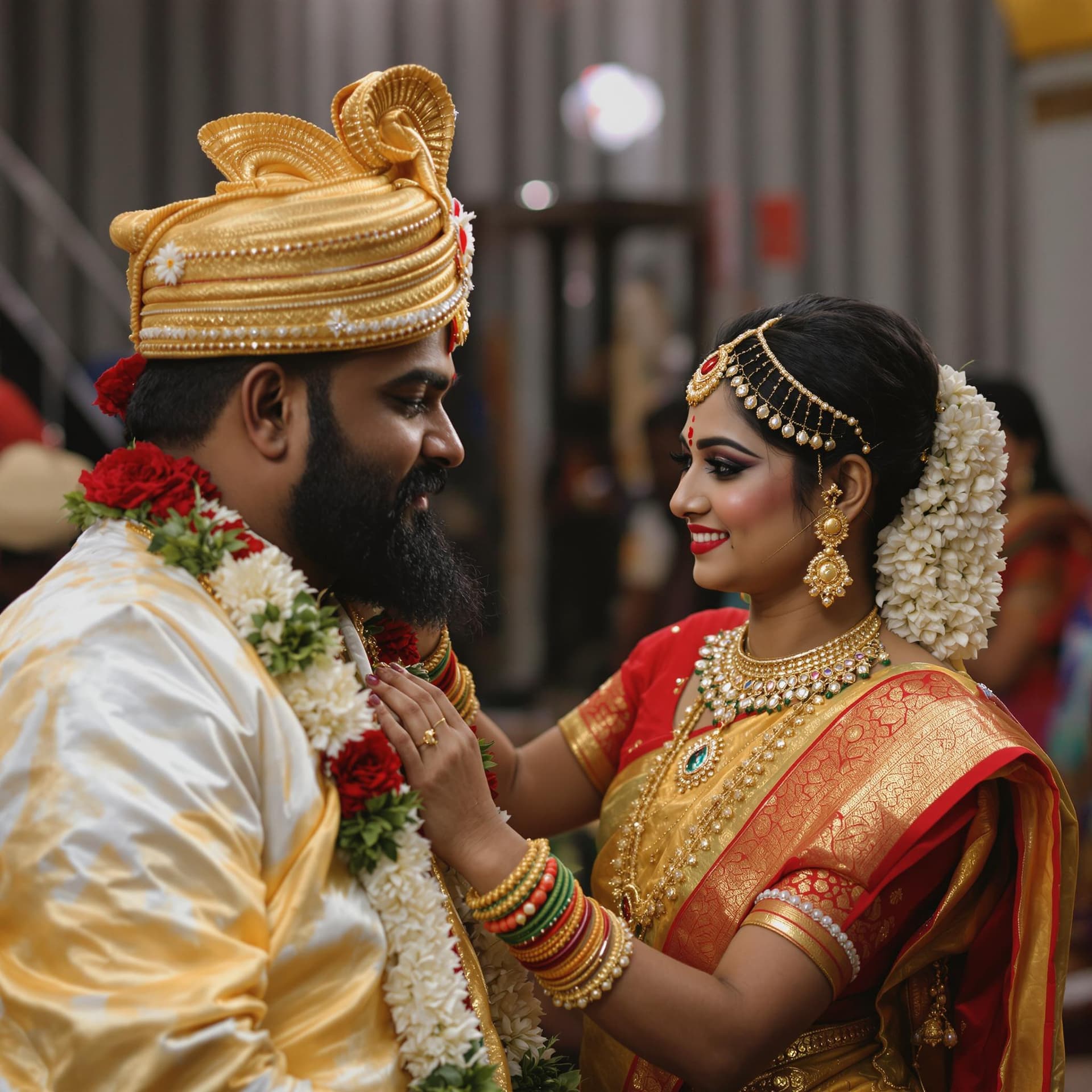 AI generated: fat Kerala groom an bride