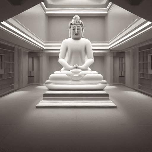 AI generated: Absolutely perfect male anatomy house. It is the shape of a Buddha image in Buddhism. Crafted from b...