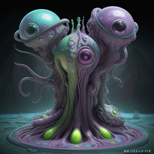 AI generated:  colorful physical paradox photorealistic surreal fantasy alien world scene plasticine biomorphic al...