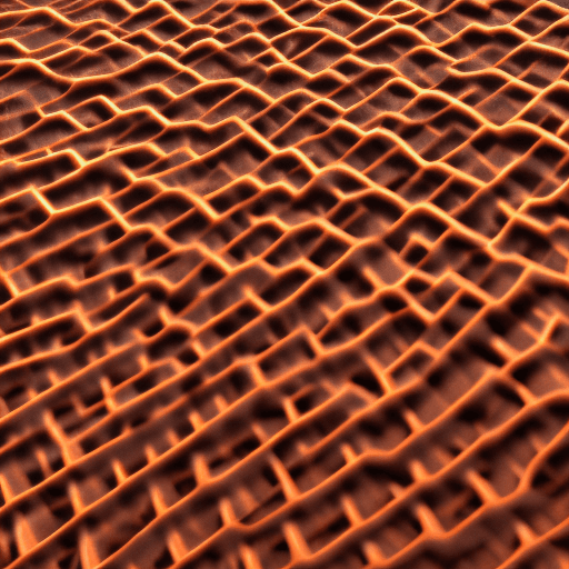 AI generated: 3d nano metal fiber background, dark and orange, transparent and translucid, focus, high detail, 8K ...