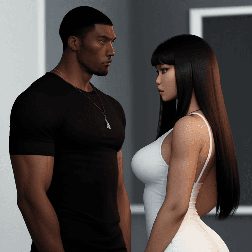 AI generated: The scene opens up with a tall and muscular black man, dressed in a tight black t-shirt, standing in...
