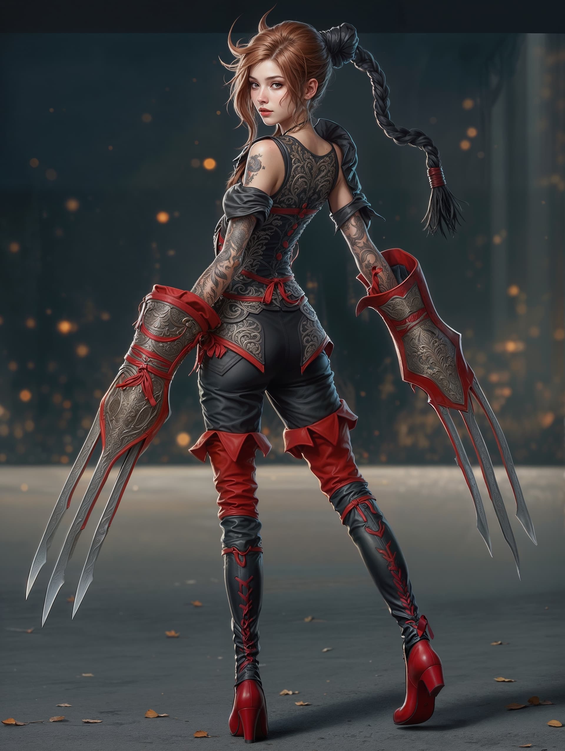 AI generated: A full body photo shot of a beautiful and breathtaking image of a ((mercenary)) wearing casual assas...