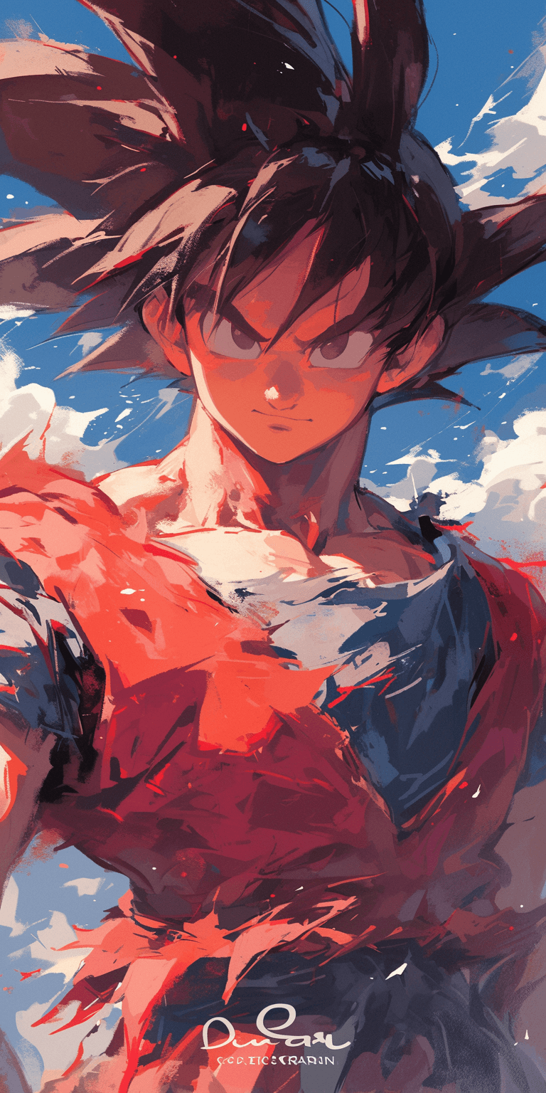 AI generated: dragon ball, portrait of goku, in the style of street art aesthetic, cute cartoonish designs, photo-...