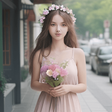 AI generated: photo of a beatiful girl hold a flower