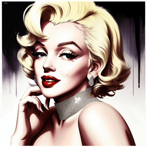 AI generated:  Contemporary painting of Marilyn Monroe, dressed in fashionable clothes, glamour, creative, poster ...