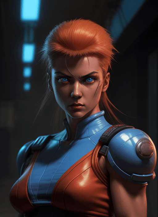 AI generated: Street Fighter, 1980s sci-fi style, video game characters, KEN, MODELSHOOT STYLE, PHOTOGRAPHY, ARMOR...