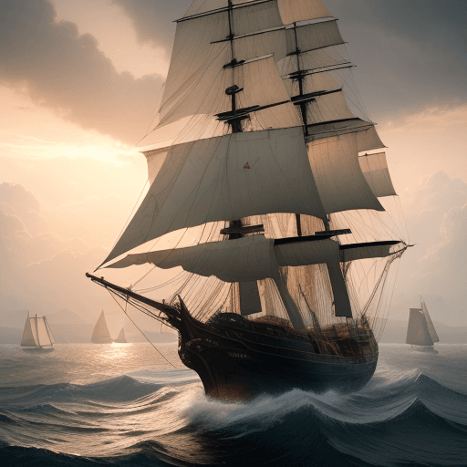 AI generated: Photo of a ultra realistic sailing ship, dramatic light, pale sunrise, cinematic lighting, battered,...