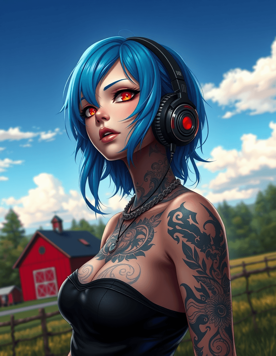 AI generated: A captivating, high-definition photo illustration of an anime-inspired female character with vivid b...