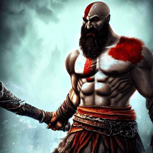 AI generated: full body kratos, God of War, Ragnarok,  hyperdetailed, hyperrealistic, 64k, ultra deep colors, tren...