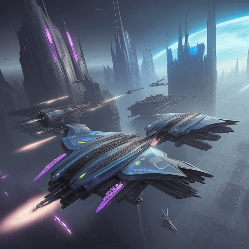 AI generated: fantasy & sci-fi, eine riesige stadt in der zukunft, farbenfroh, riesige moderne gebäude, viele flie...