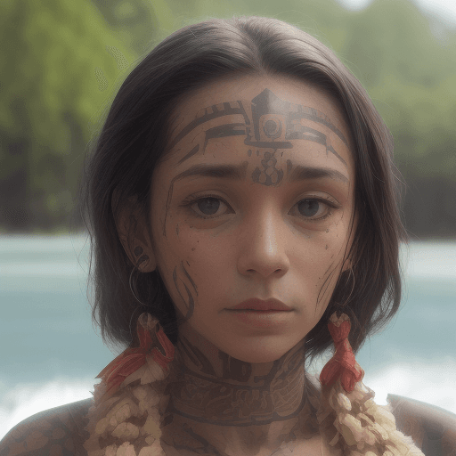 AI generated: Steve McCurry portrait, Maori couple, New Zealand, vibrant colors, traditional Ta Moko facial tattoo...