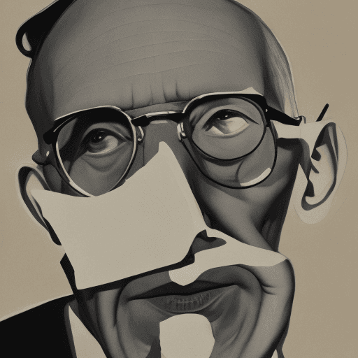 AI generated: Hyper realistic le corbusier raising his left arm