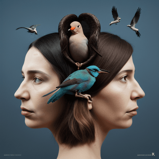AI generated: a piece of artwork that contains multiple birds, a woman and a lady, in the style of bertil nilsson,...