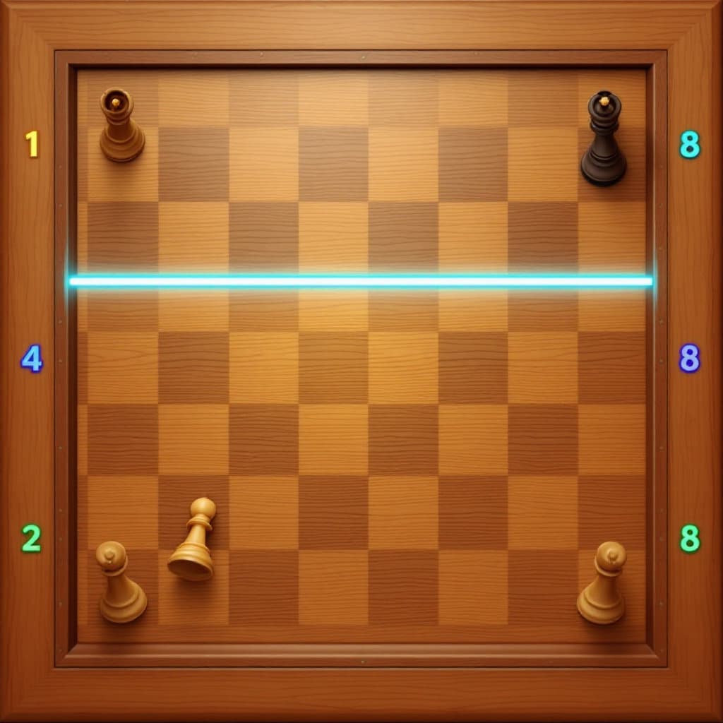 AI generated: An animated chessboard with a polished wood finish, designed to highlight the concept of rows. The c...
