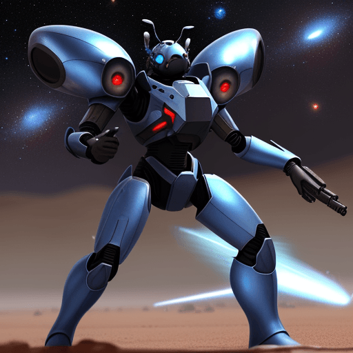 AI generated: army group, blue ant army group with silver armor invasion the planet, gunfire with red ant group, s...