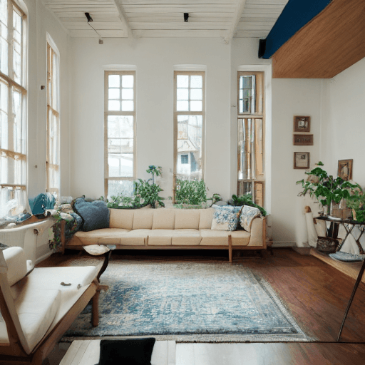 AI generated: High resolution photography interior design, dreamy sunken living room conversation pit, wooden floo...