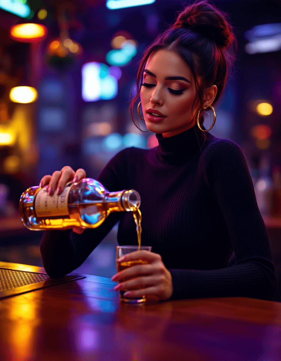 AI generated: Hyper-realistic photo of a gorgeous brunette woman, Hispanic, high bun dark hair, Gold hoop earrings...