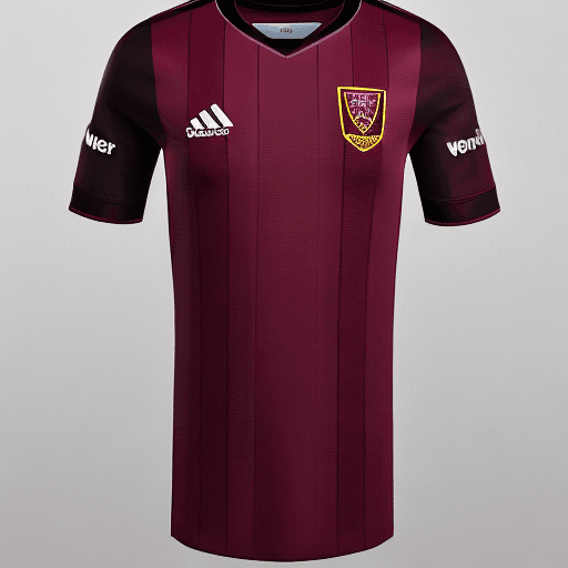 AI generated: west ham 2019 home kit, claret and black details, photorealistic, umbro logo, high-resolution. digit...