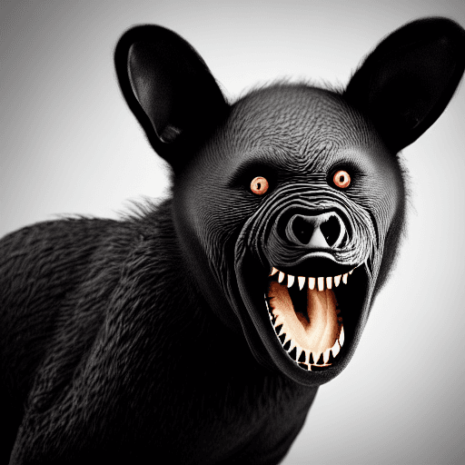 AI generated: Horror black creature,scary animal,sore face,