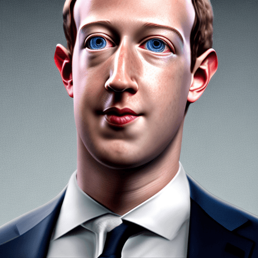 AI generated: 8k portrait of an enchanting, highly detailed image of mark zuckerberg in suit 3D, --ar:2:1 --v4