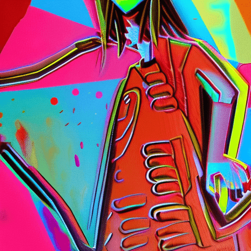 AI generated: The Rebellion meets abstract expressionism, close up shot of free-spirited girl, manga style, in vib...