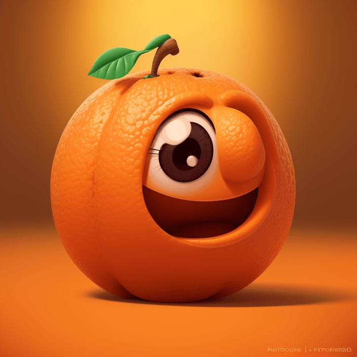 AI generated: A happy cartoon orange fruit, Pixar Style, perfect composition, 8k artistic photography, photorealis...