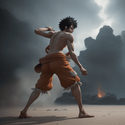 AI generated: Hyper realistic one piece character design, luffy, mist, photorealistic, octane render, unreal engin...