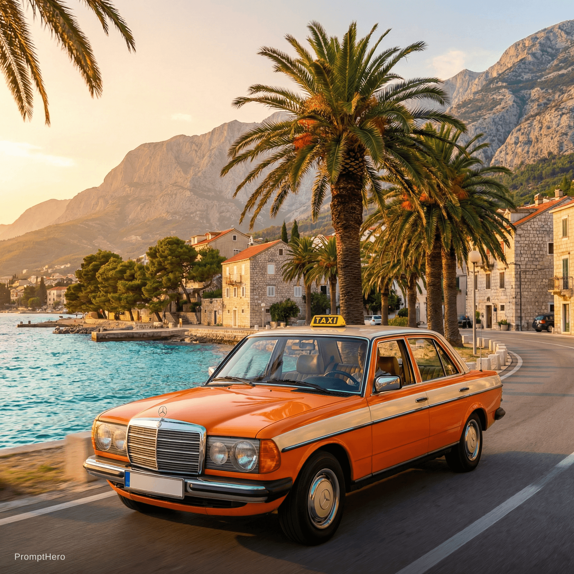 AI generated: taxi in makarska
