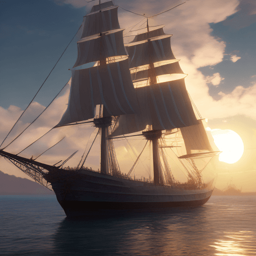 AI generated: Photo of a ultra realistic sailing ship, dramatic light, pale sunrise, cinematic lighting, battered,...