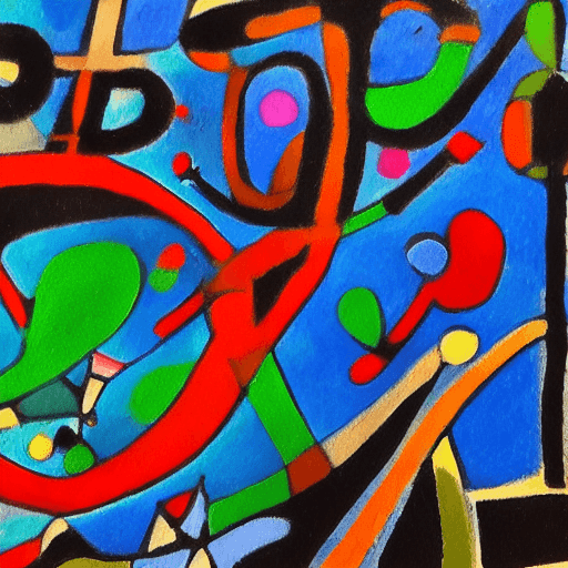 AI generated: A closeup painting in the style of Joan Miro depicting a minimal abstract illustration, white backgr...