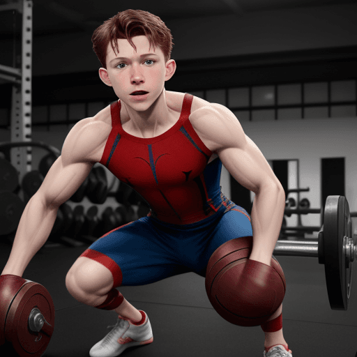 AI generated: Hyper realistic tom holland in the gym