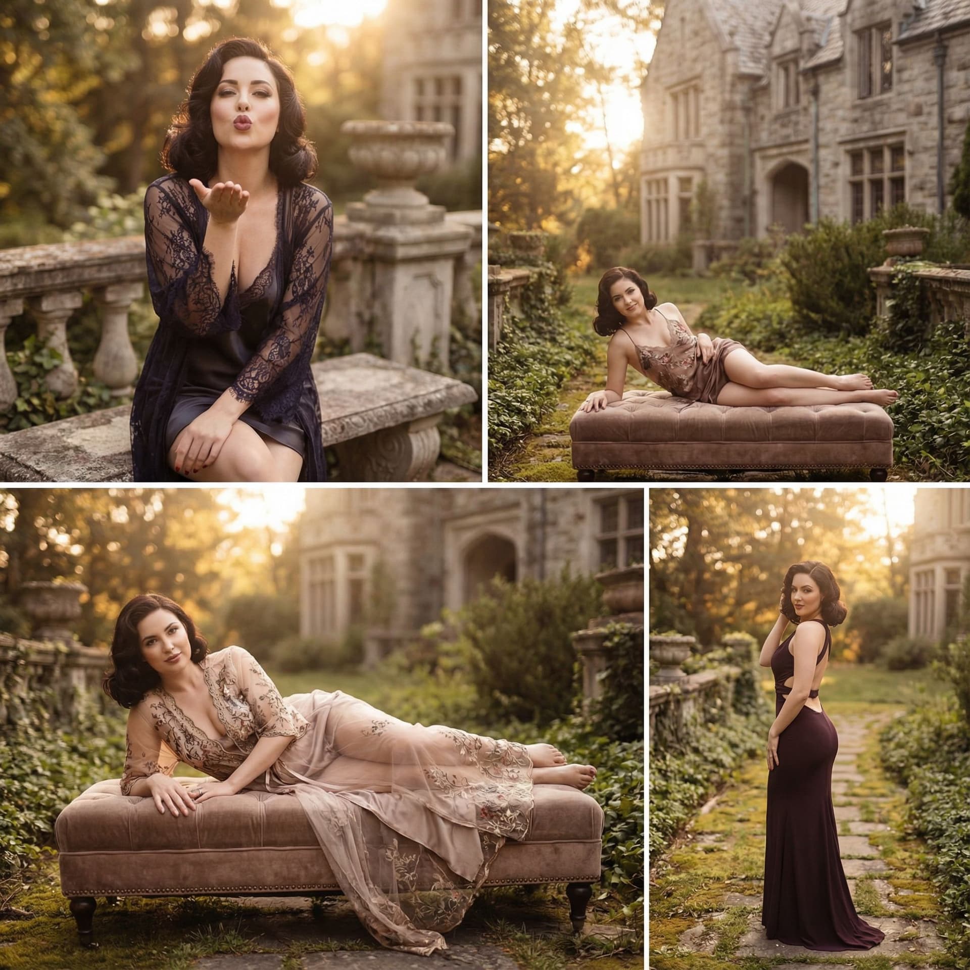 AI generated: full body view,bold, sexy clothes, provocative poses, gothic mansion, highly detailed, masterpiece, ...