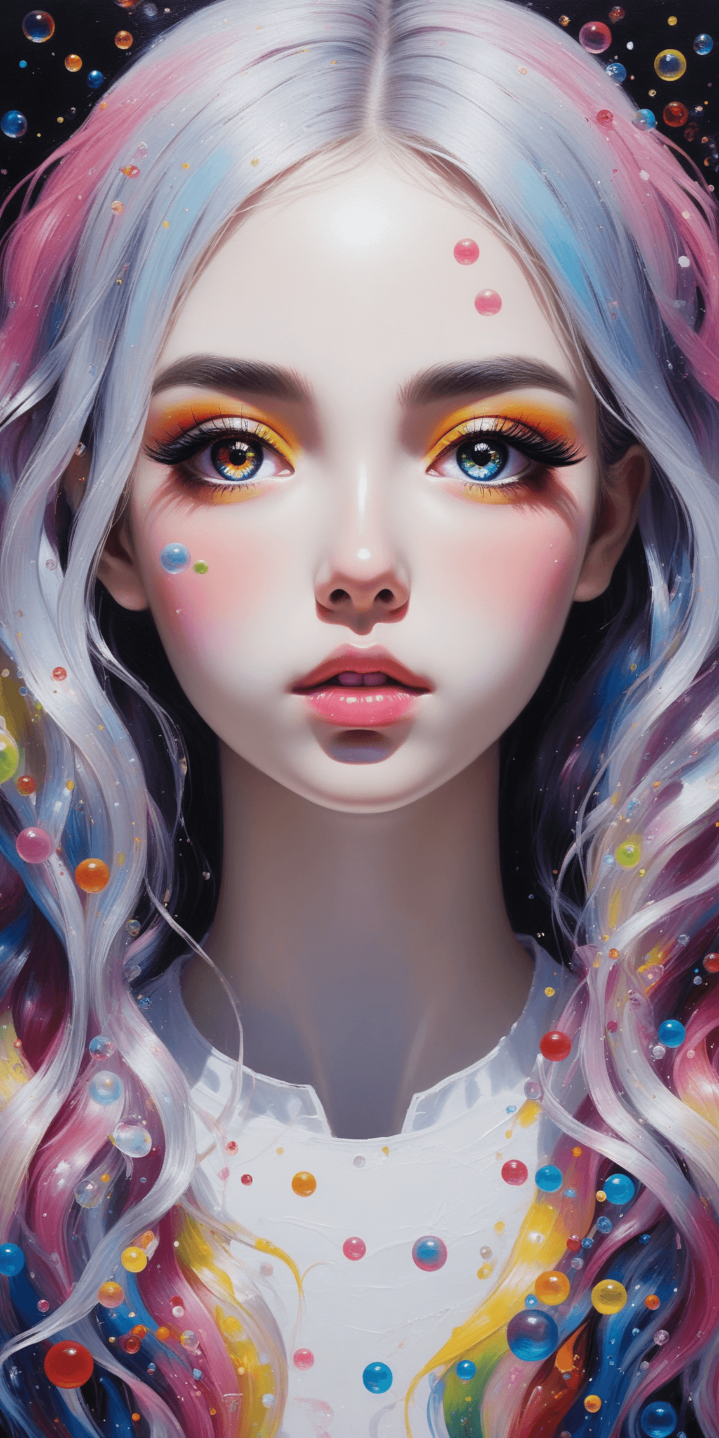 AI generated: abstract oil painting egirls, the modern gamer girl, a female form, multicoloured liquid, rainbow bu...