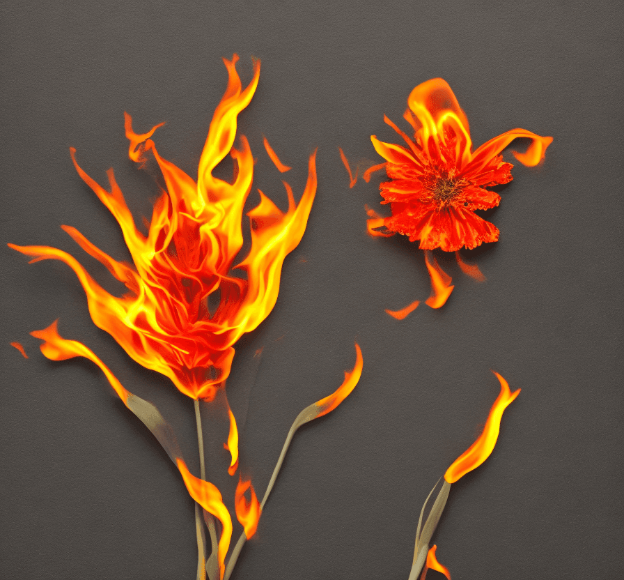 AI generated: Firey flower on a black background