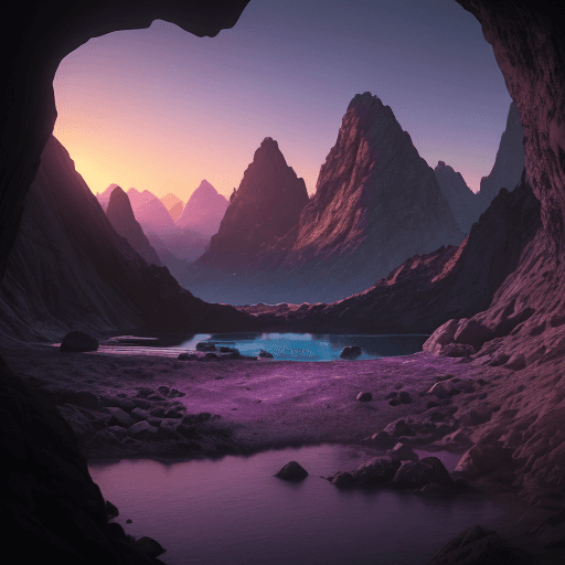 AI generated: ultra realistic realistic photo looking out the mouth of a cave. The foreground is silhouette and th...
