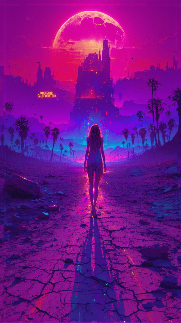 AI generated: A surreal, dreamlike landscape embodying the themes and imagery of *Californication*. The scene seam...