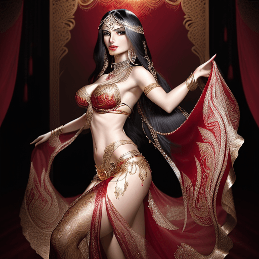 AI generated: 
I would like a high-resolution portrait of a super model beautiful 25 year old belly dancer wearing...