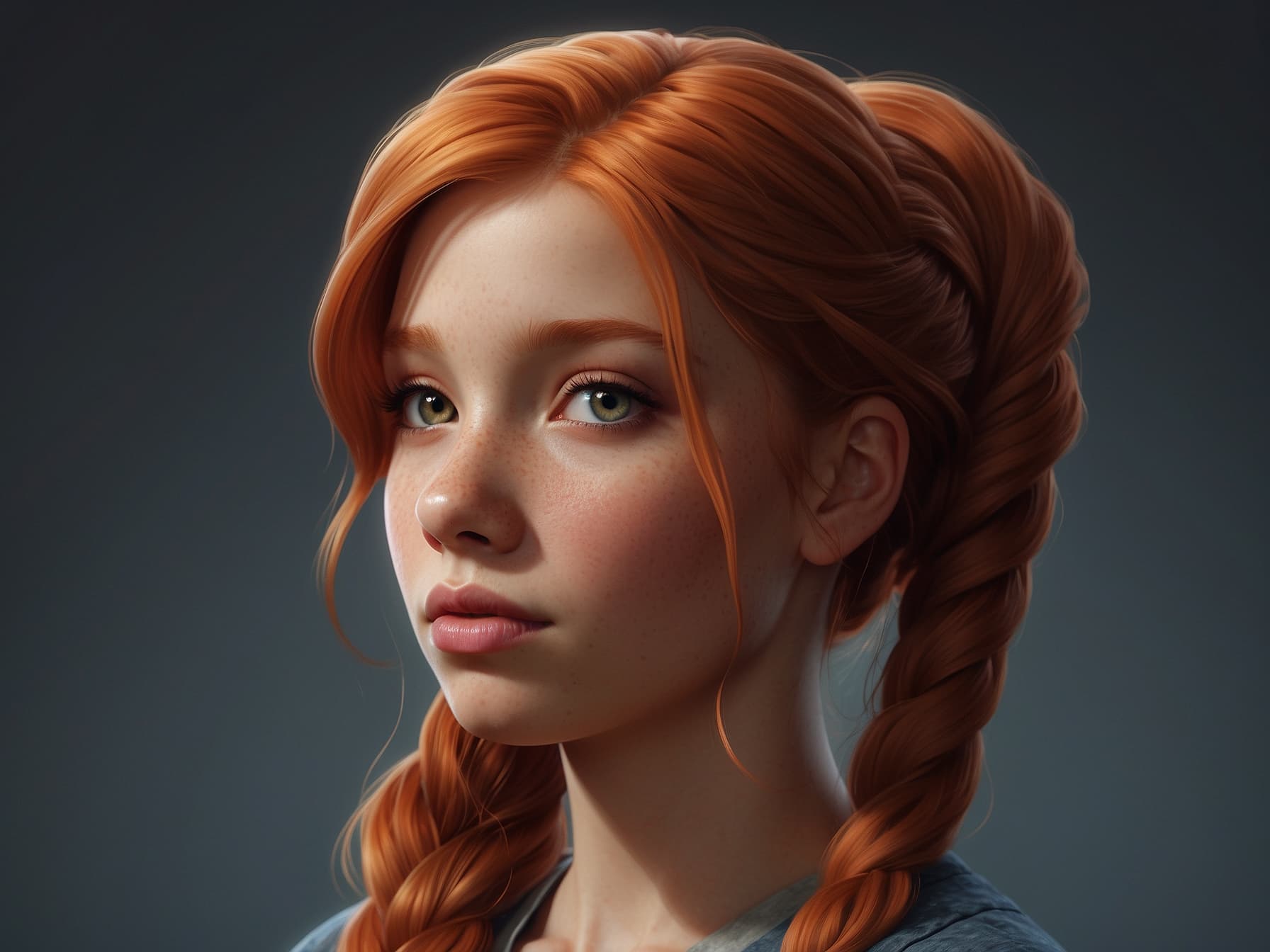 AI generated: a red haired girl with long red hair, a photorealistic painting by Mandy Jurgens, featured on cgsoci...