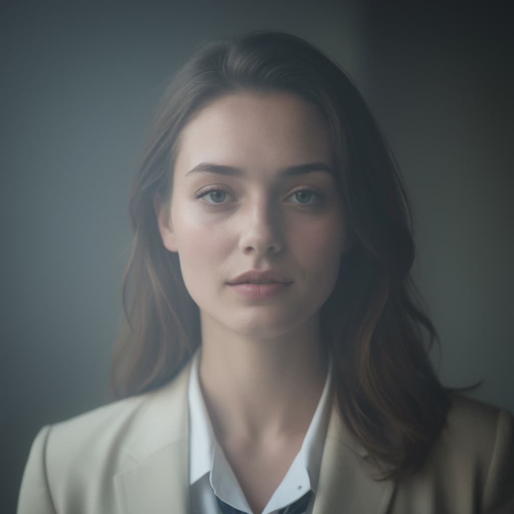 AI generated: light brown hair woman, atmospheric lighting --chaos 75 --ar 1:2 --profile fkuo5yb --stylize 750 --v...