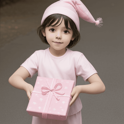 AI generated: A stork carrying pink gifts, children's style