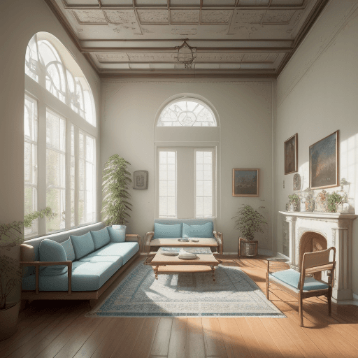 AI generated: High resolution photography interior design, dreamy sunken living room conversation pit, wooden floo...