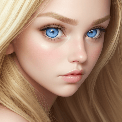 AI generated: Beautiful girl photo, closeup, perfect face, blond hair, realistic, photo, portrait, front photo, bi...